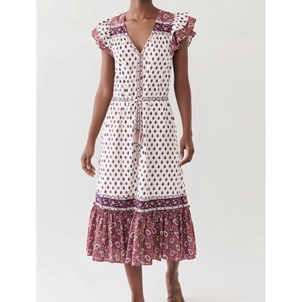 NEW Veronica Beard Tinzia Patchwork Midi Dress Large